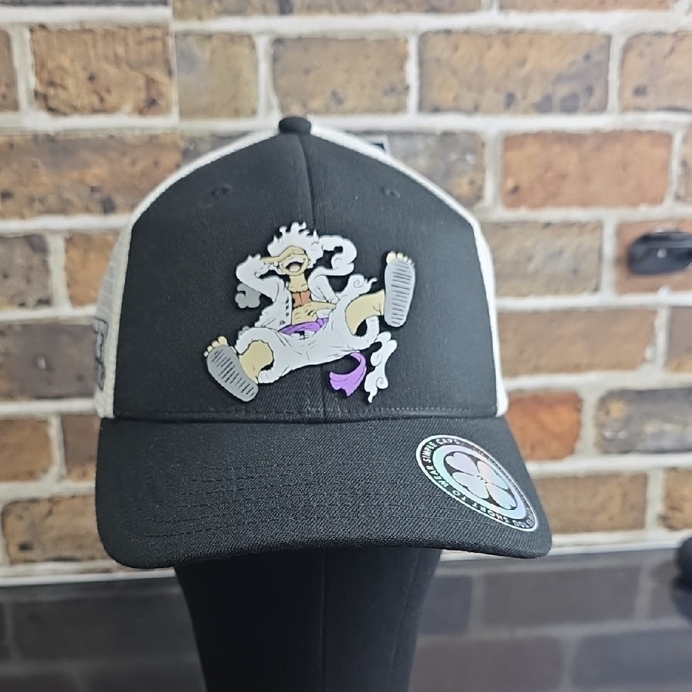 Black and White Cap with Cartoon Patch